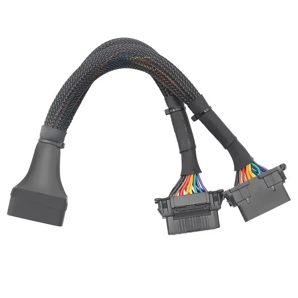 16-pins OBD2 Nylon Verleng- en Splitterkabel 2-delig (30 cm) | Interface