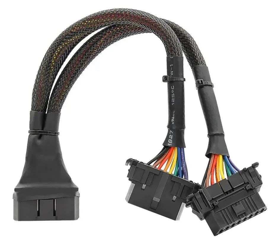 16-pins OBD2 Nylon Verleng- en Splitterkabel 2-delig (30 cm) | Interface