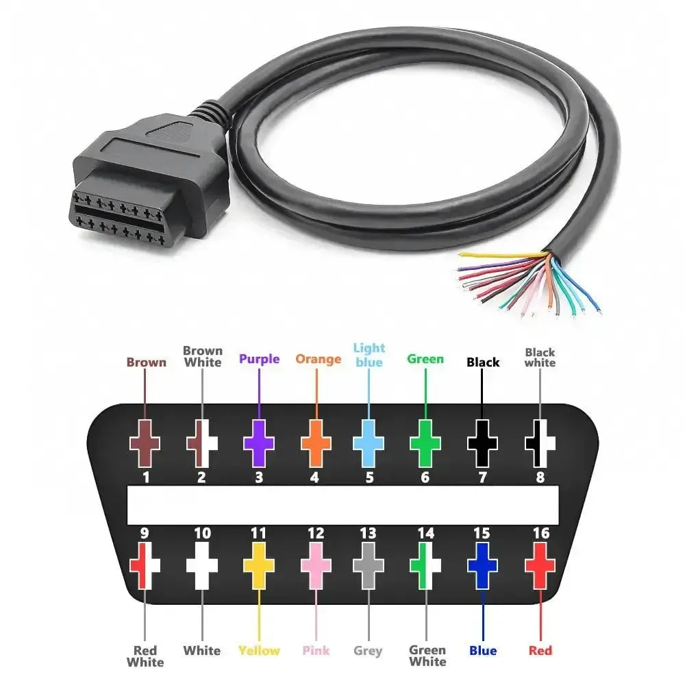 16-pins OBD2 Poort (Vrouwelijk) met 16 Open Eindkabels (100 cm) | Accessoires