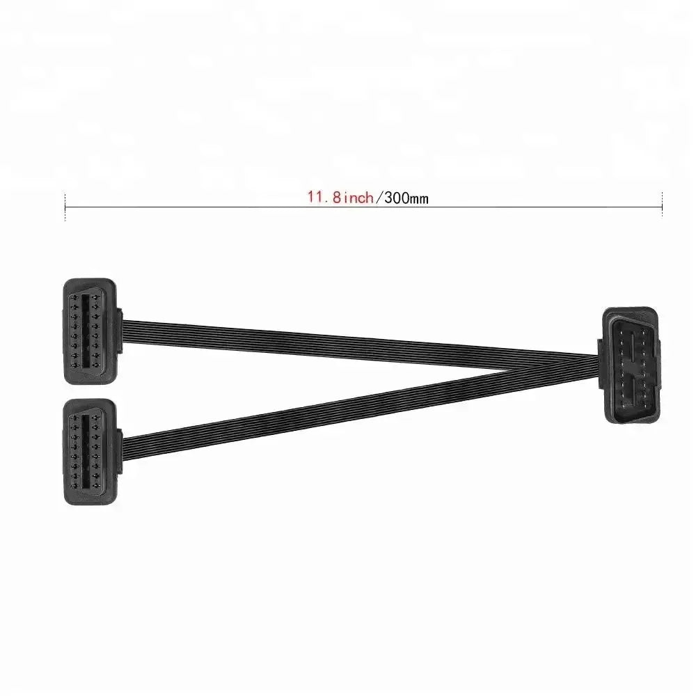 16-pins OBD2 Platte Verleng- en Splitterkabel 2-delig (30 cm) | Interface