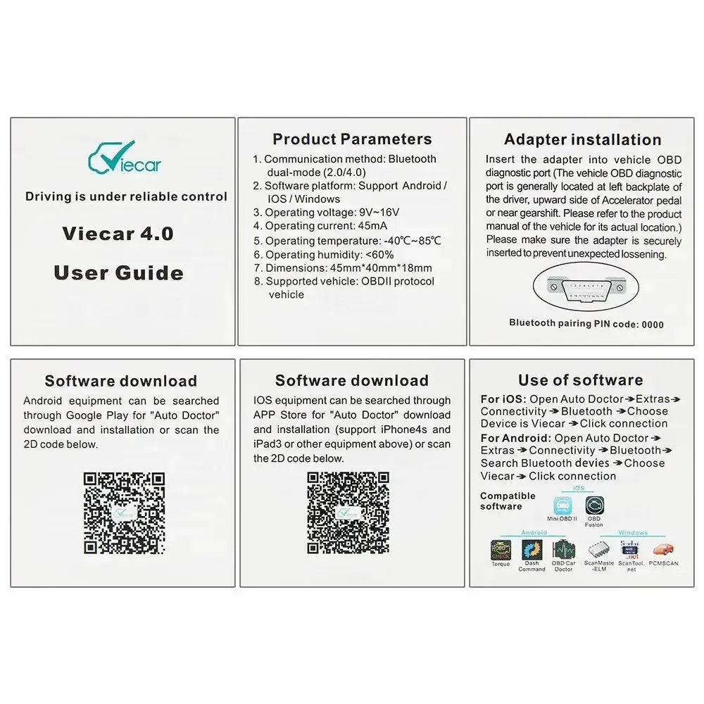 Viecar Mini OVC100 | ELM327-Interface (Bluetooth 4.0)