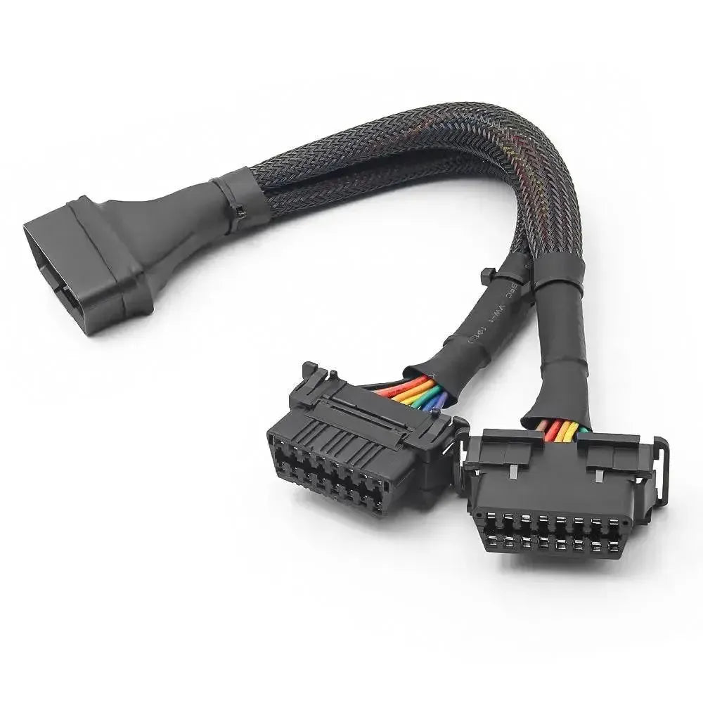 16-pins OBD2 Nylon Verleng- en Splitterkabel 2-delig (30 cm) | Interface