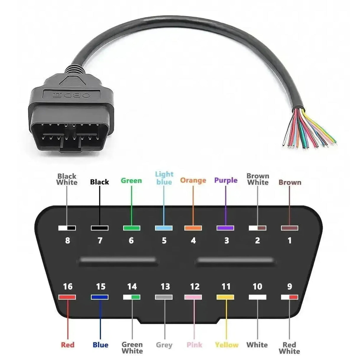 16-pins OBD2 Stekker (Mannelijk) met 16 Open Eindkabels (30 cm) | Accessoires