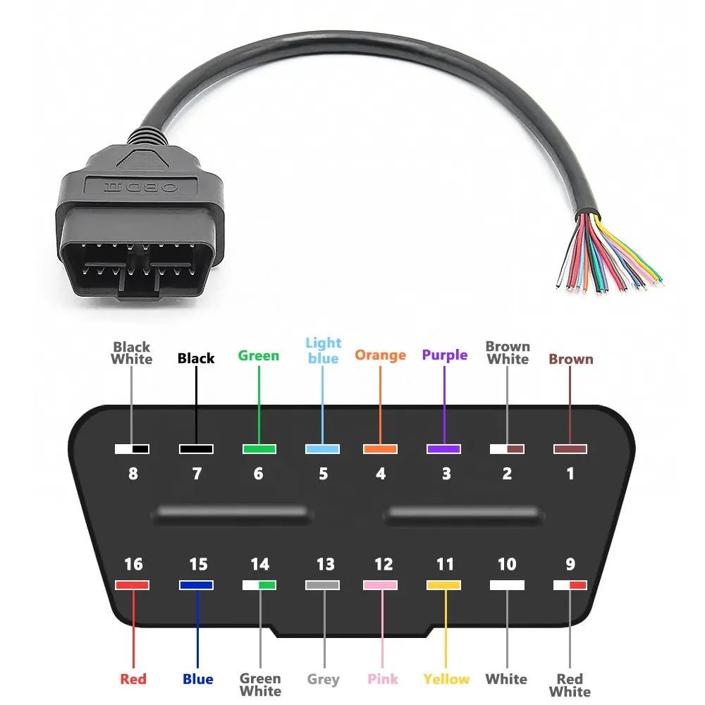 16 Pins OBD2 Stekker Mannetje Met 16 Open Eindkabels Verloopkabel 30 cm