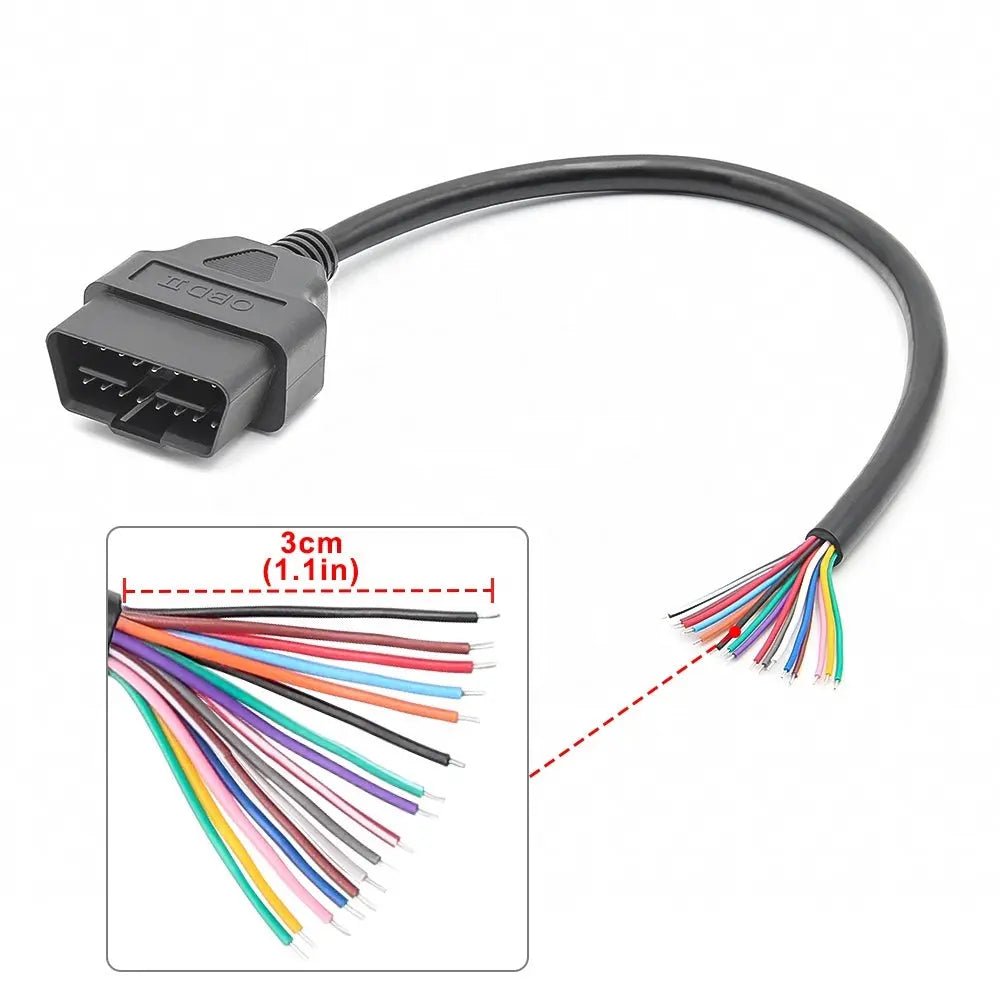 16 Pins OBD2 Stekker Mannetje Met 16 Open Eindkabels Verloopkabel 30 cm