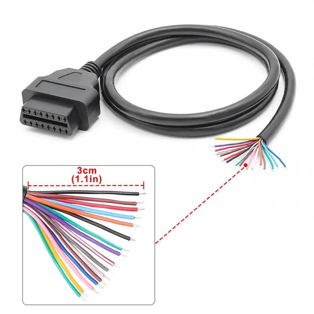 16 Pins OBD2 Stekker Vrouwtje Met 16 Open Eindkabels Verloopkabel 100 cm