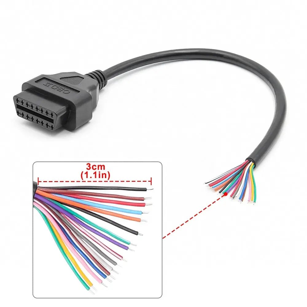 16 Pins OBD2 Stekker Vrouwtje Met 16 Open Eindkabels Verloopkabel 30 cm
