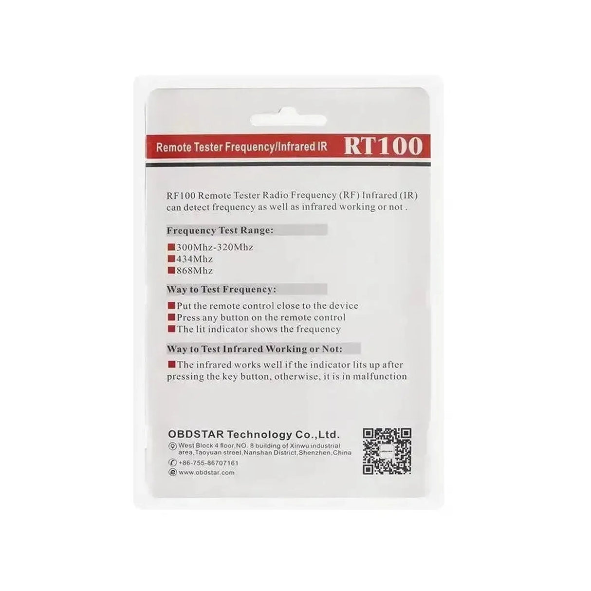 OBDSTAR RT100 | Sleutelfrequentie- Infraroodtester