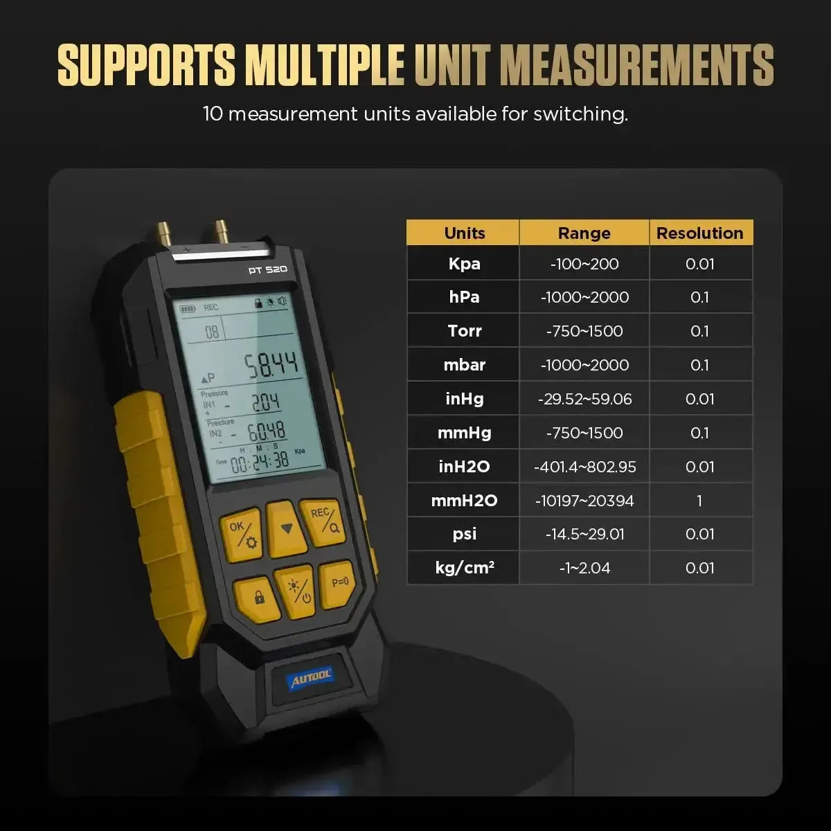 Autool PT520 Luchtdruktester