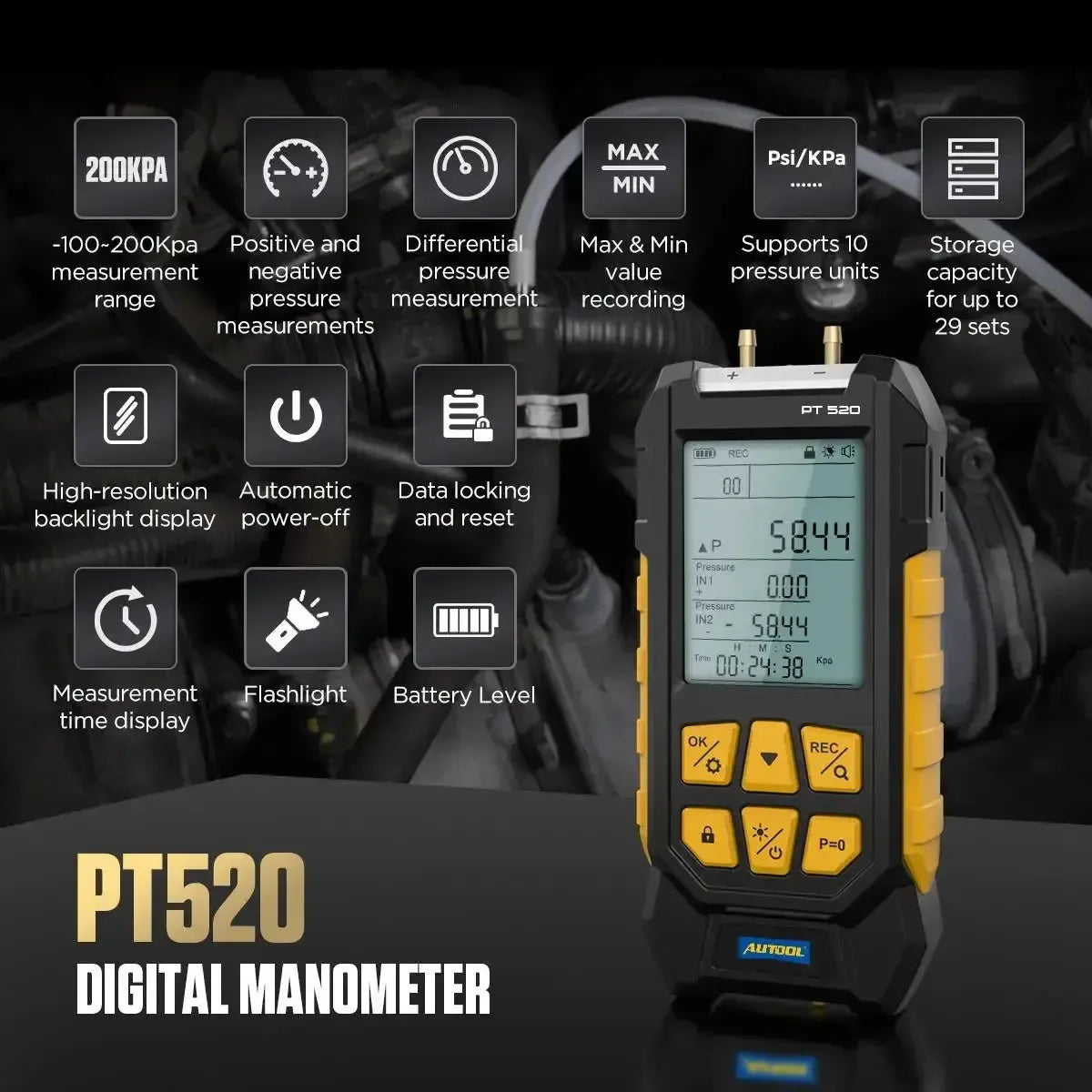 Autool PT520 Luchtdruktester
