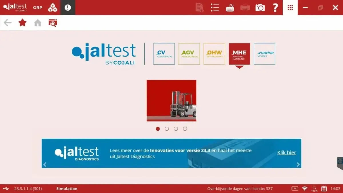 Jaltest MHE (Material Handling Equipment) Uitleesapparaat