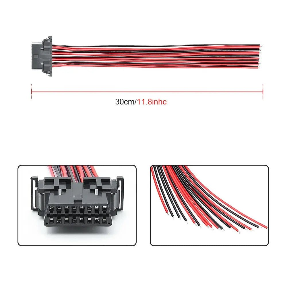 Kia/Hyundai 16 Pins OBD2 Poort Vrouwtje Met 16 Open Eindkabels 30 cm