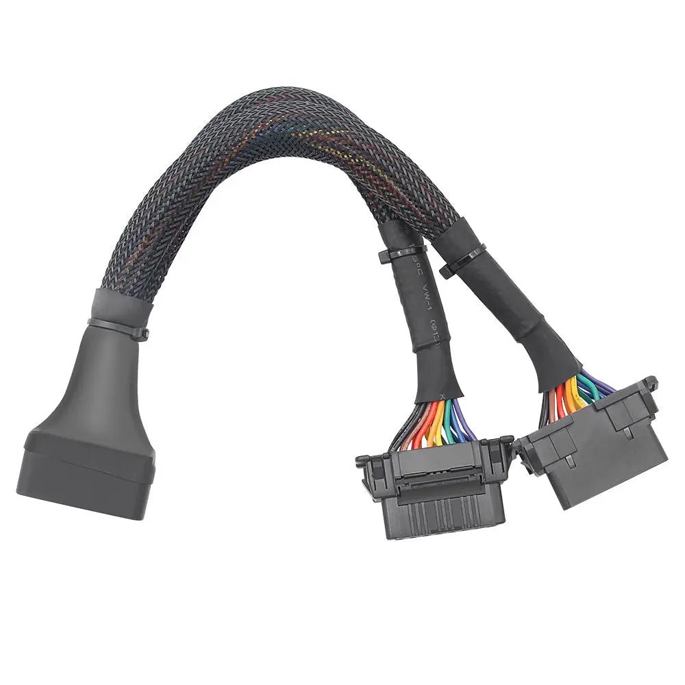 Universele 16 Pins OBD2 Nylon Verleng- Splitterkabel 2-Delig 30 cm