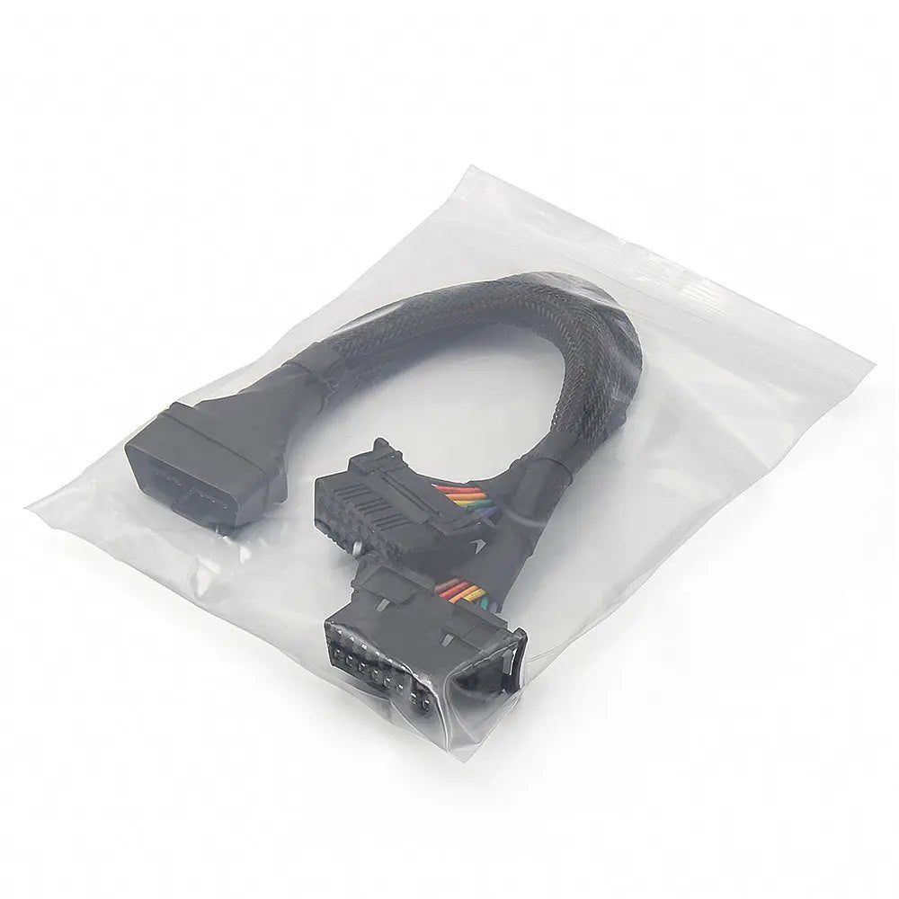 Universele 16 Pins OBD2 Nylon Verleng- Splitterkabel 2-Delig 30 cm