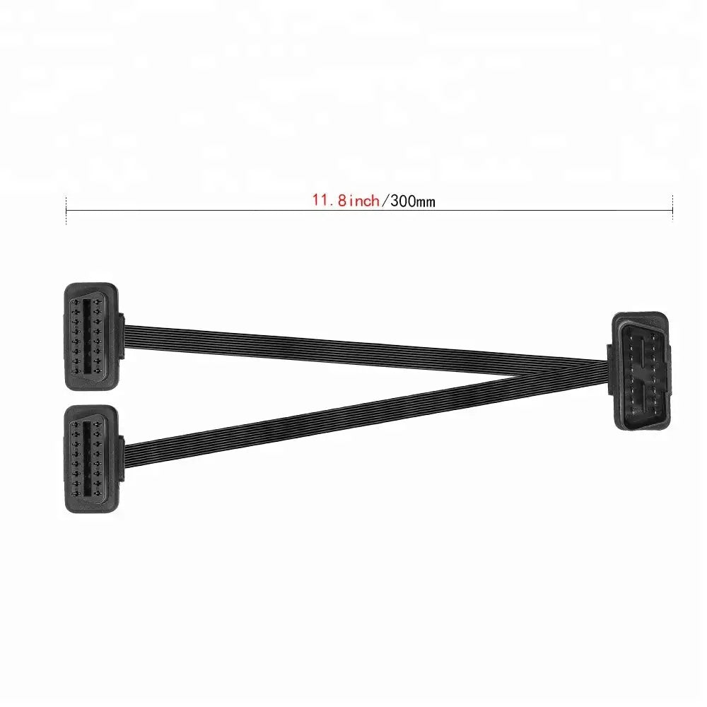 Universele 16 Pins OBD2 Platte Verleng- Splitterkabel 2-Delig 30 cm