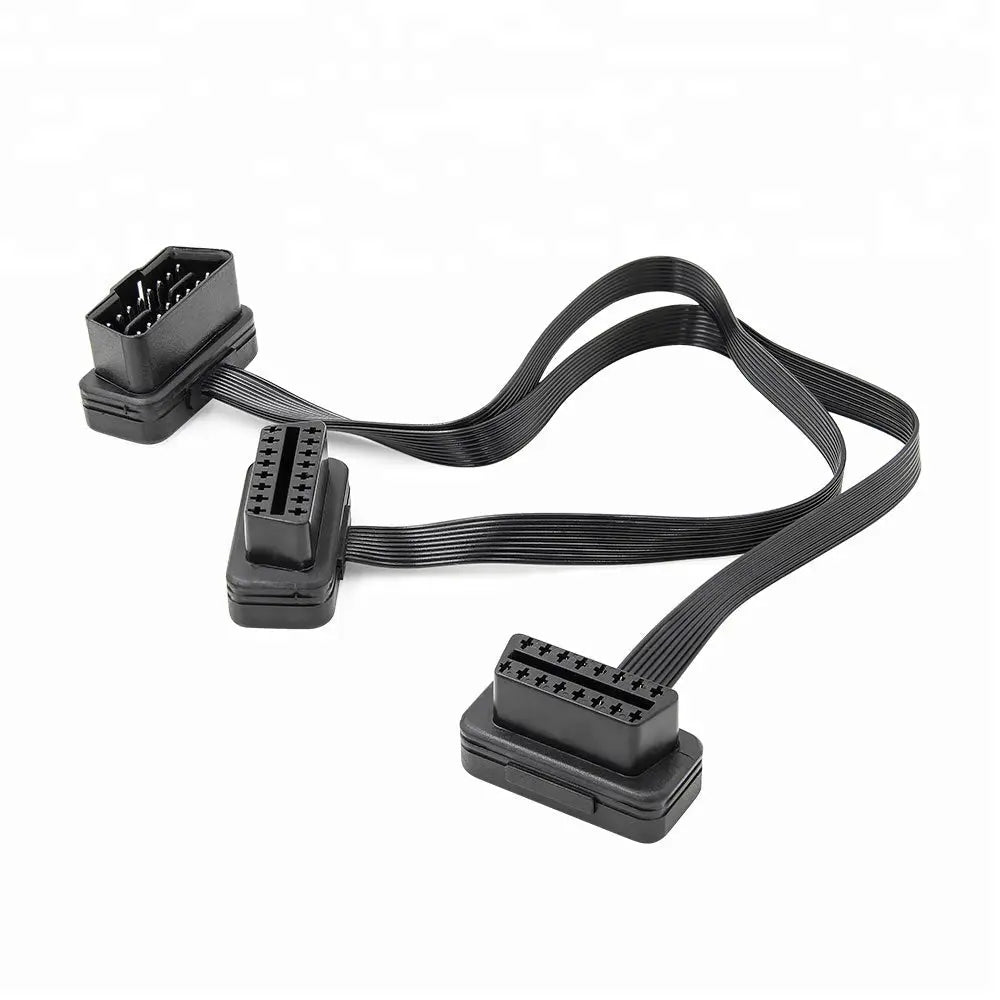 Universele 16 Pins OBD2 Platte Verleng- Splitterkabel 2-Delig 30 cm