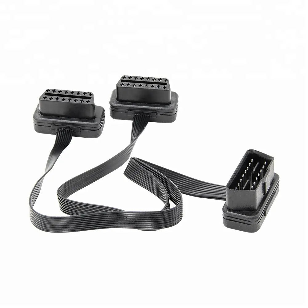 Universele 16 Pins OBD2 Platte Verleng- Splitterkabel 2-Delig 30 cm