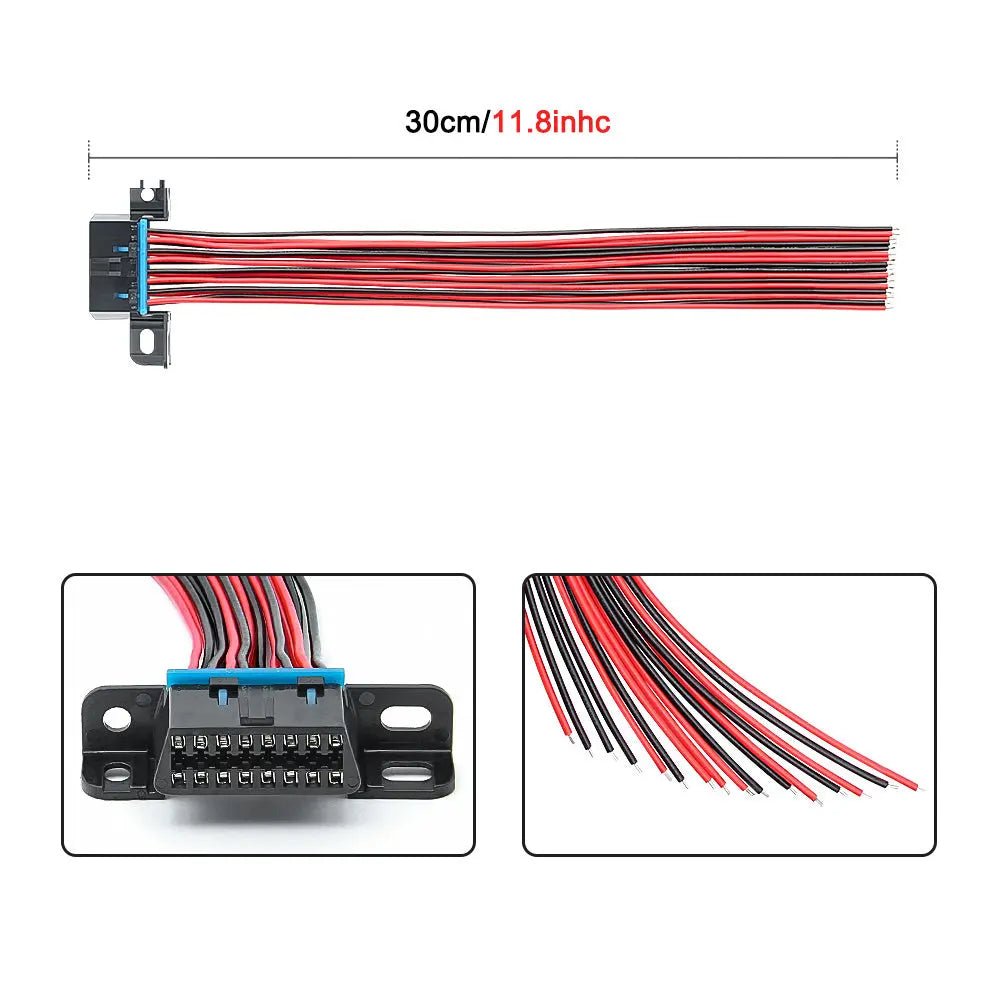 Universele 16 Pins OBD2 Poort Vrouwtje Met 16 Open Eindkabels 30 cm