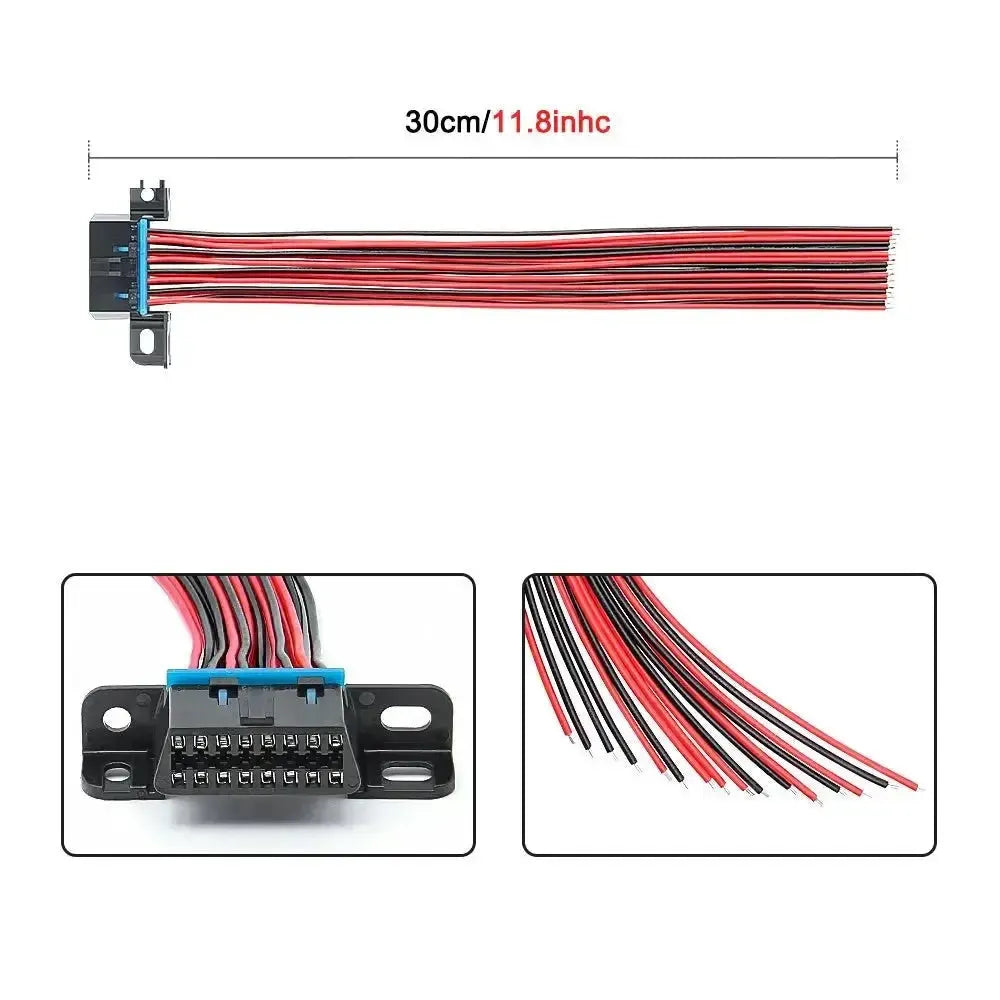 Universele 16 Pins OBD2 Poort Vrouwtje Met 16 Open Eindkabels 30 cm