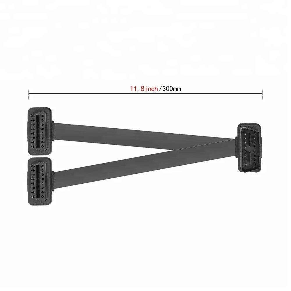 Universele Full 16 Pins OBD2 Platte Verleng- Splitterkabel 2-Delig 30 cm