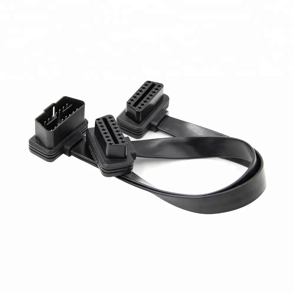 Universele Full 16 Pins OBD2 Platte Verleng- Splitterkabel 2-Delig 30 cm
