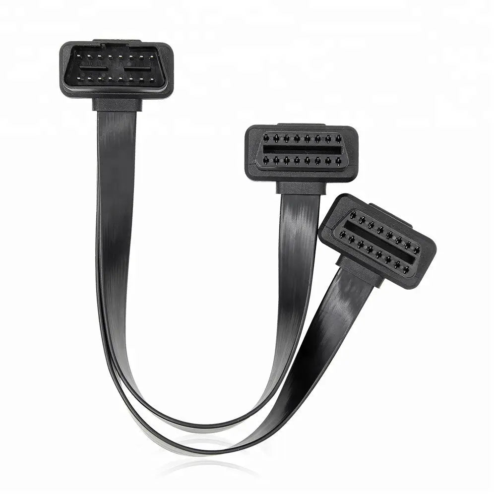 Universele Full 16 Pins OBD2 Platte Verleng- Splitterkabel 2-Delig 30 cm