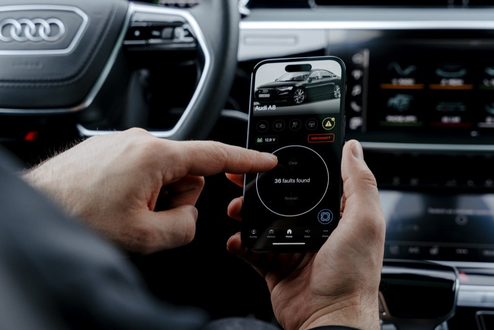 OBDeleven app codes a function in an Audi via the phone
