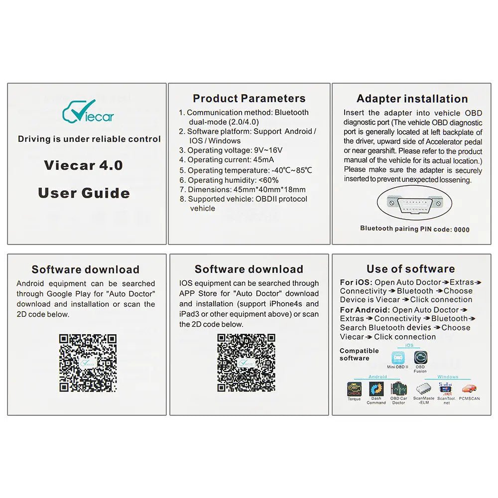 Viecar Mini OVC100 ELM327 Bluetooth 4.0 Interface